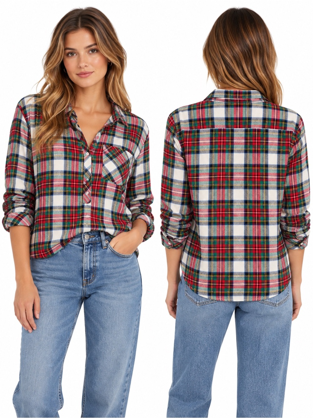 GAP Boyfriend Fit Plaid Flannel Shirt Small NWOT
